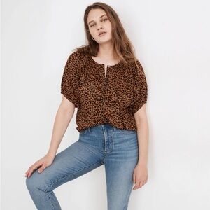 Madewell Leopard Puff Sleeve Blouse